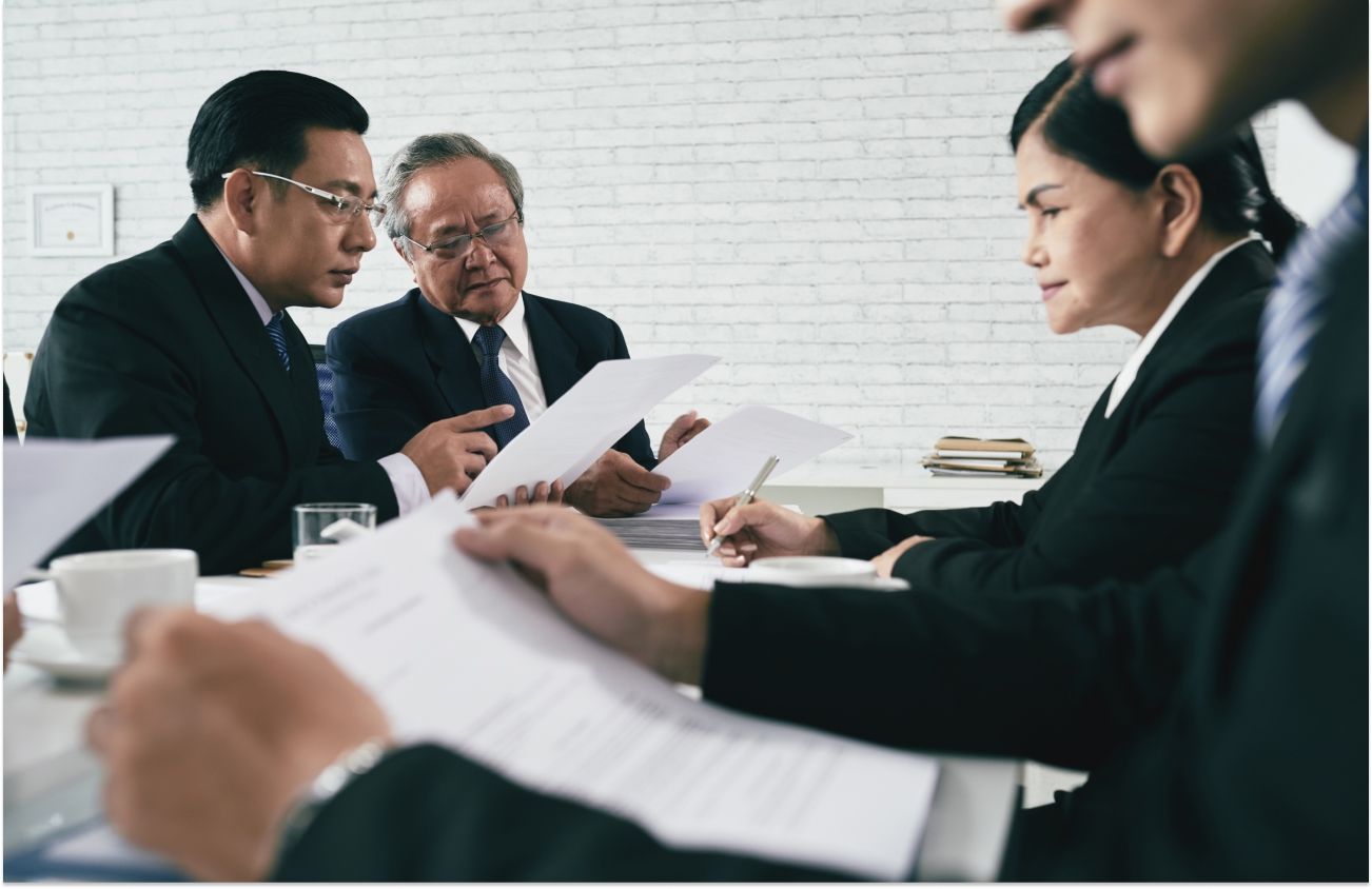 Lawyers collaborating on a case